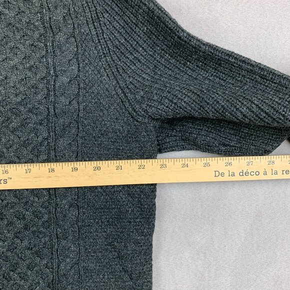 Gap Men Sweater Large Gray Crewneck Long Sleeve Fisherman Cable Knit Wool Nordic - Picture 3 of 6